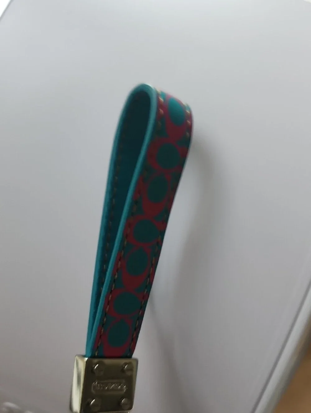 Coach Blue & Pink Signature Leather Key Holder